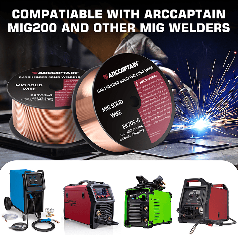 Arccaptain 2 Lbs ER70S-6 MIG Welding Wire Gas Solid Wire