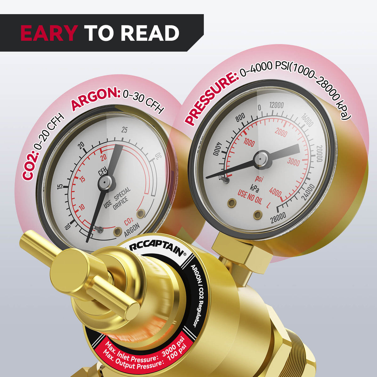 Argon Regulators Gauges Gas Welding CGA580 Inlet Connection with Hose