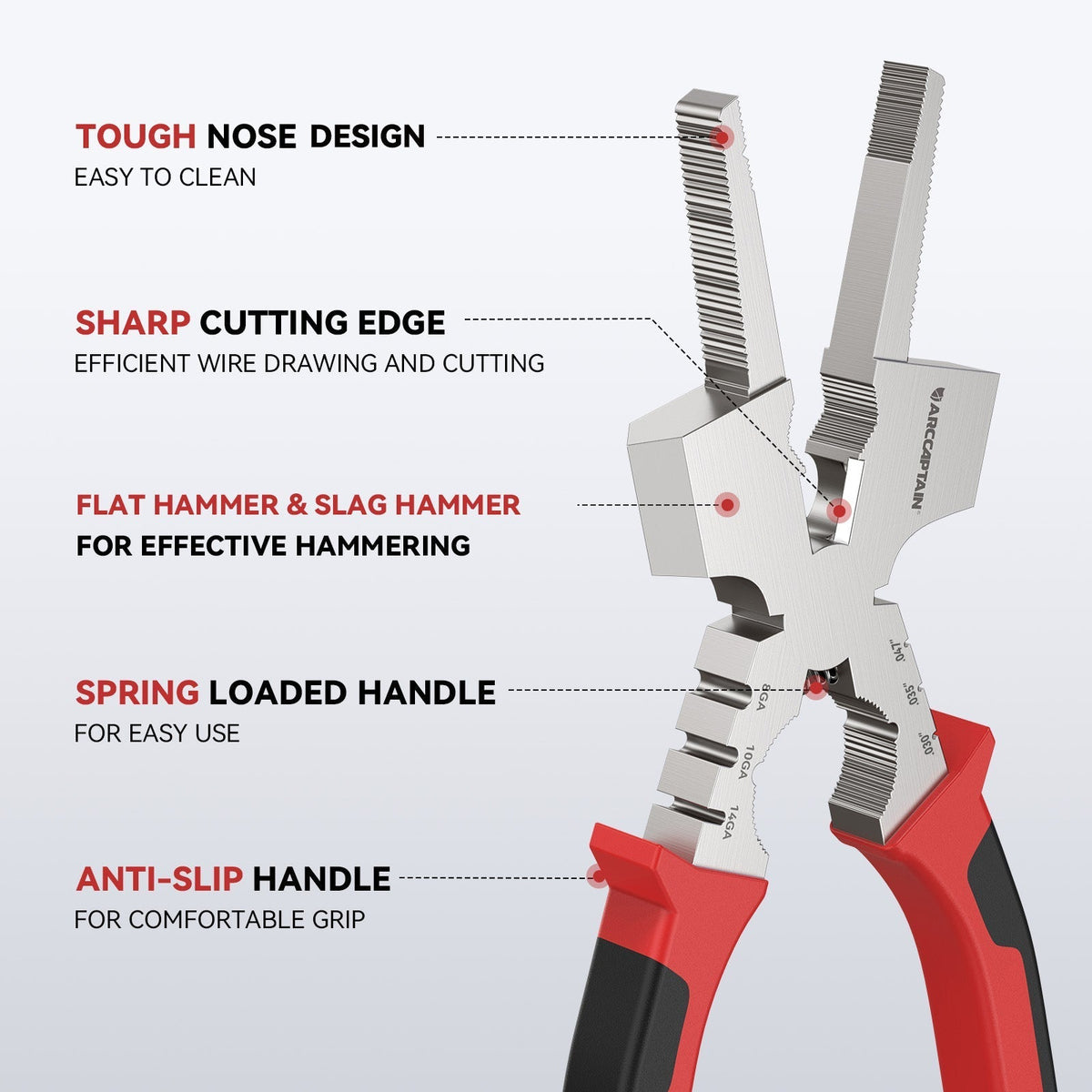 Arccaptain Upgraded MIG Pliers with Rentention Chain