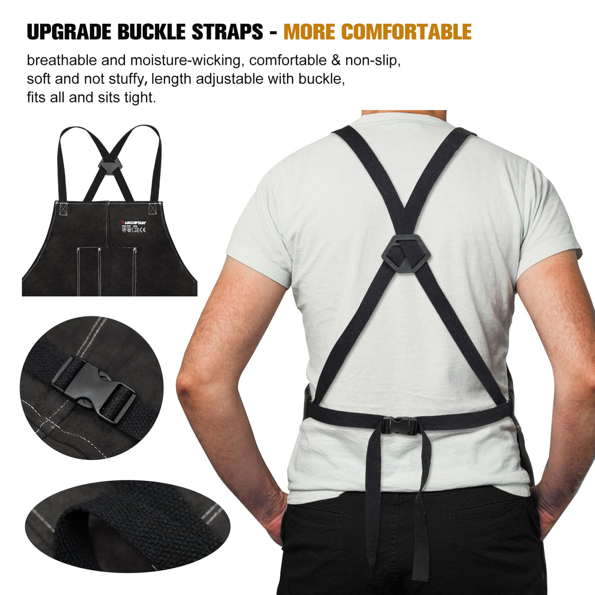 Arccaptain Leather Welding Apron Heat Flame Resistant Apron for Welding
