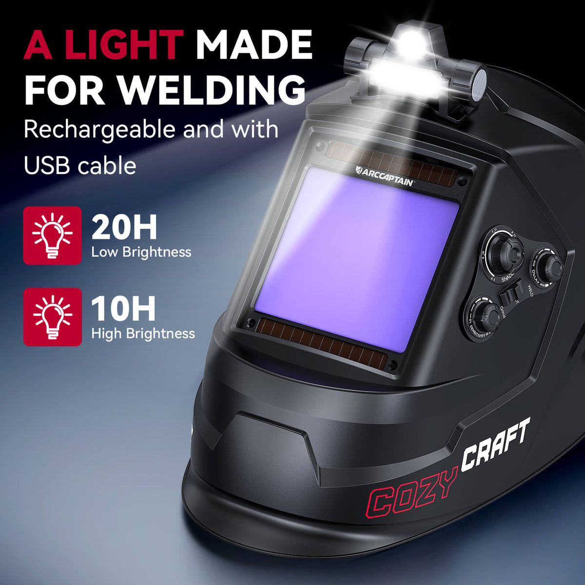 CozyCraft X200 True Color Large Viewing Welding Helmet Black