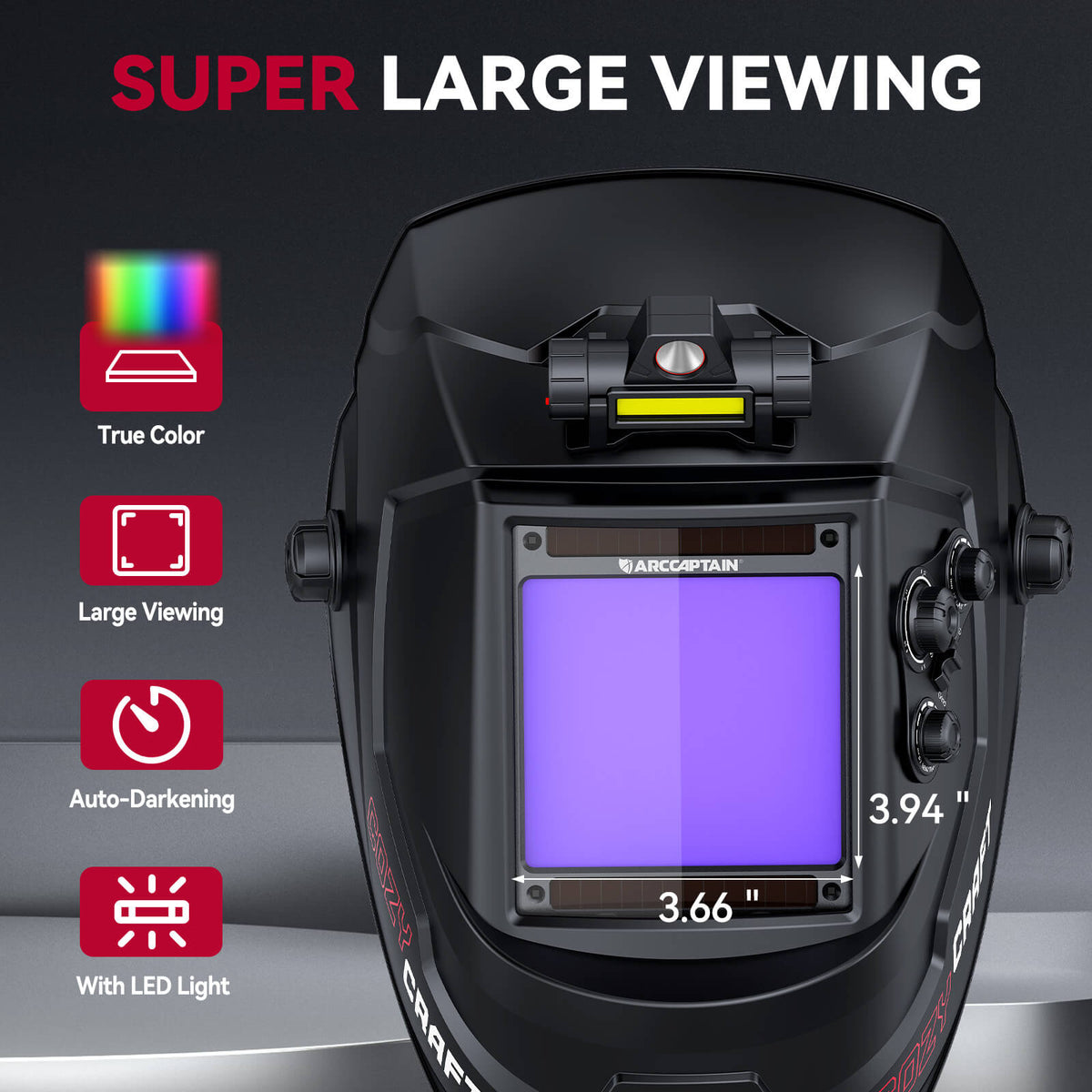 CozyCraft X200 Auto Dark True Color Welding Helmet with LED Light