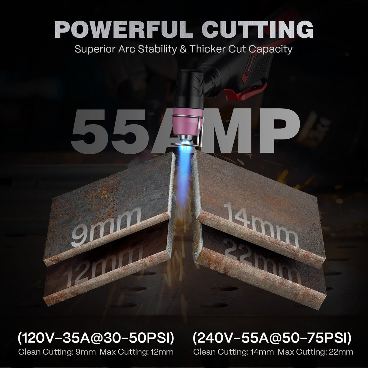 ARCCAPTAIN CUT55 Prolux Plasma Cutter with Black Helmet