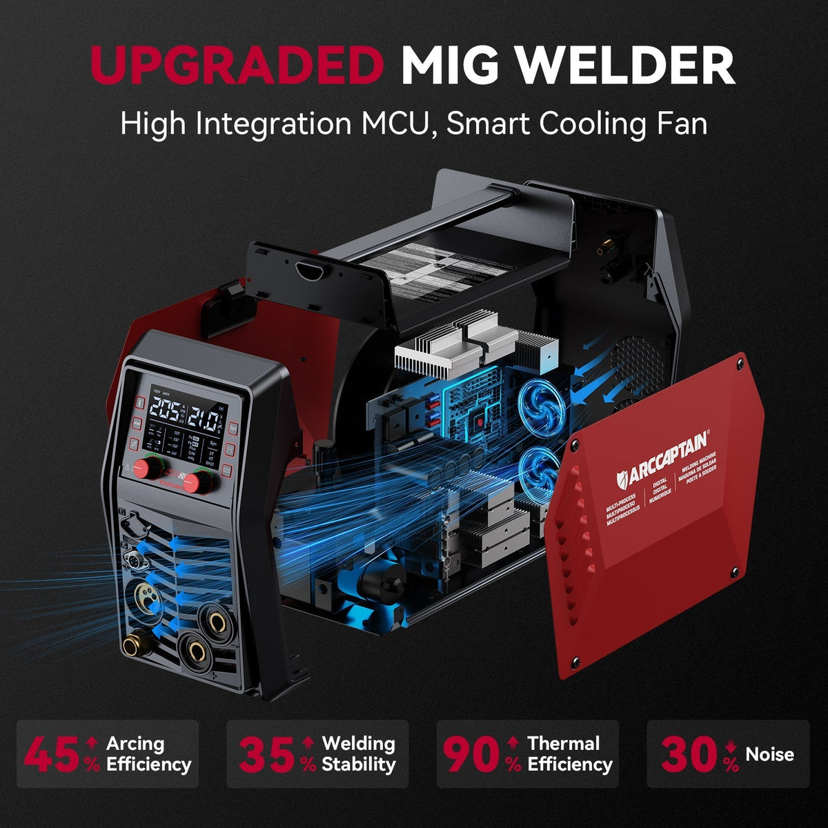 Arccaptain MIG205 Pro Gas MIG Welder Stainless Steel Multi Process Machine